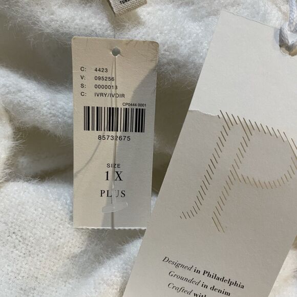Anthropologie Pilcro Sweater Hoodie Ivory Eyelash Pullover Womens 1X Plus New - Picture 4 of 11